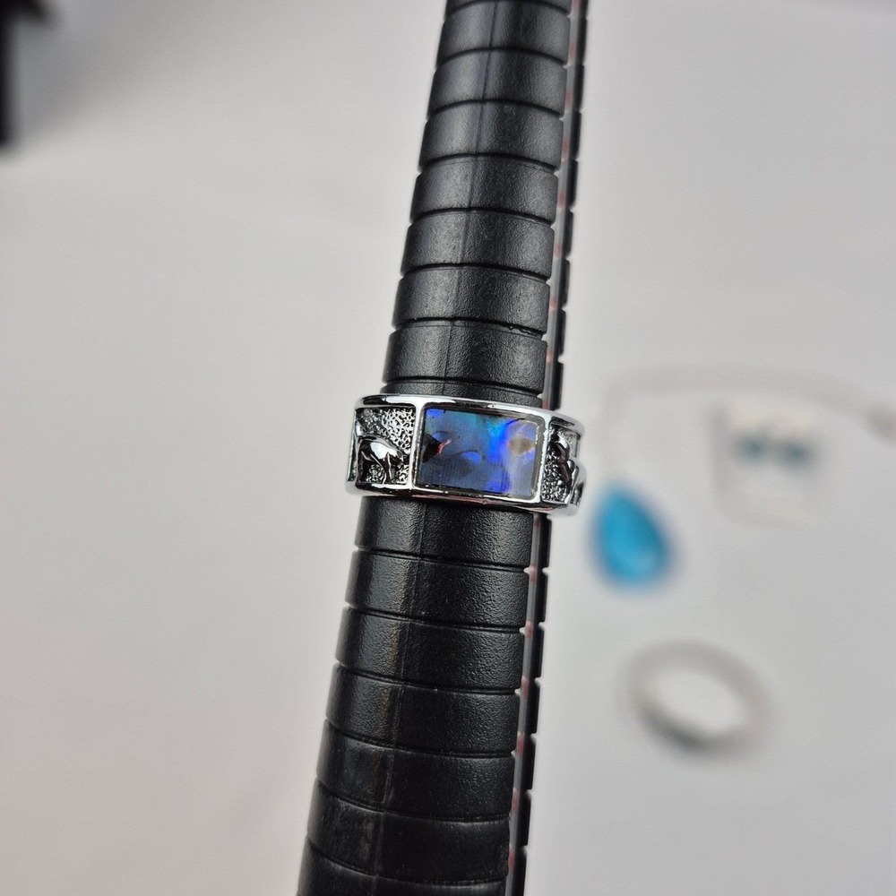 Blue Boho Jewelry Lot Necklace Earrings Rings Dolphin Bear Dog Animal Set‎ - Picture 7 of 16